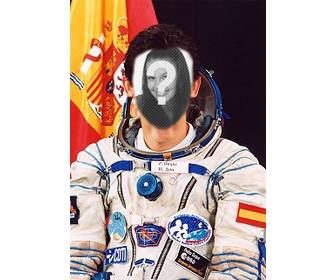 foto-effekt wo sie ihr gesicht auf den korper von pedro duque spanisch astronaut