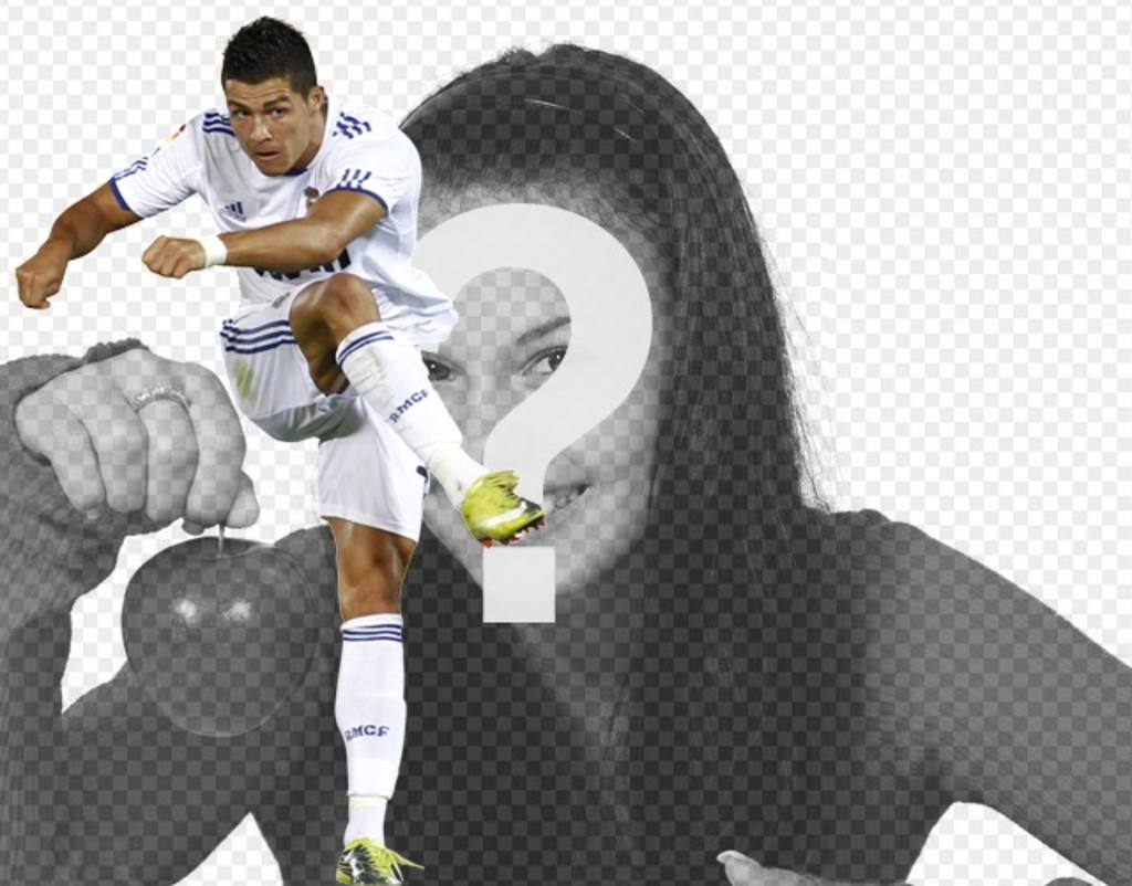 Fotomontage mit Cristiano Ronaldo von Real Madrid Fußball weiß einheitliche Ausbildung. ..