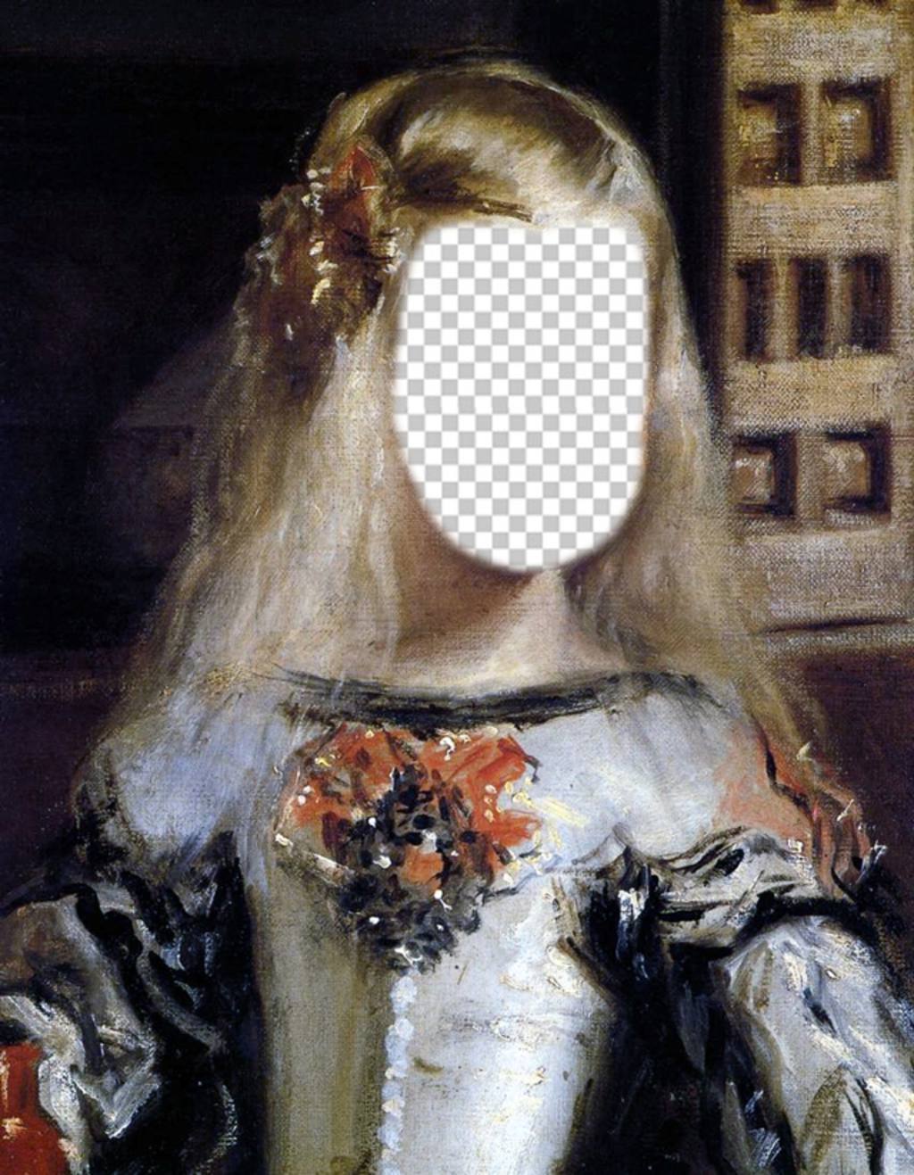 Fotomontage des Bildes des Velazquez Infanta Margarita Ihr Gesicht ..