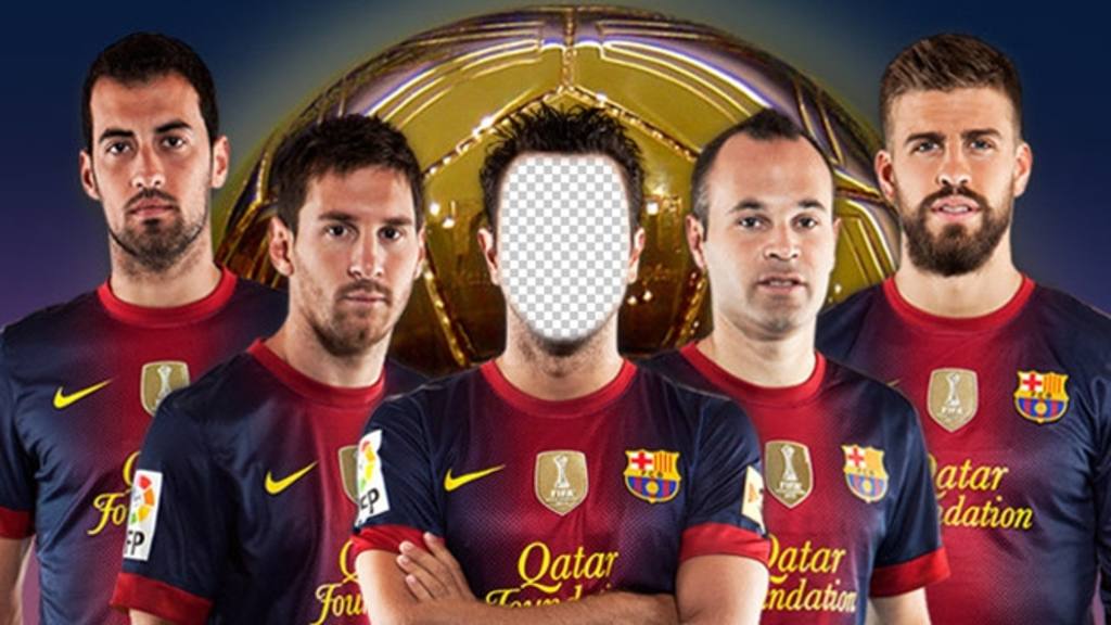 Fotomontage, wo Sie Ihr Foto auf einem Barcelona Fußball-Spieler setzen kann ..