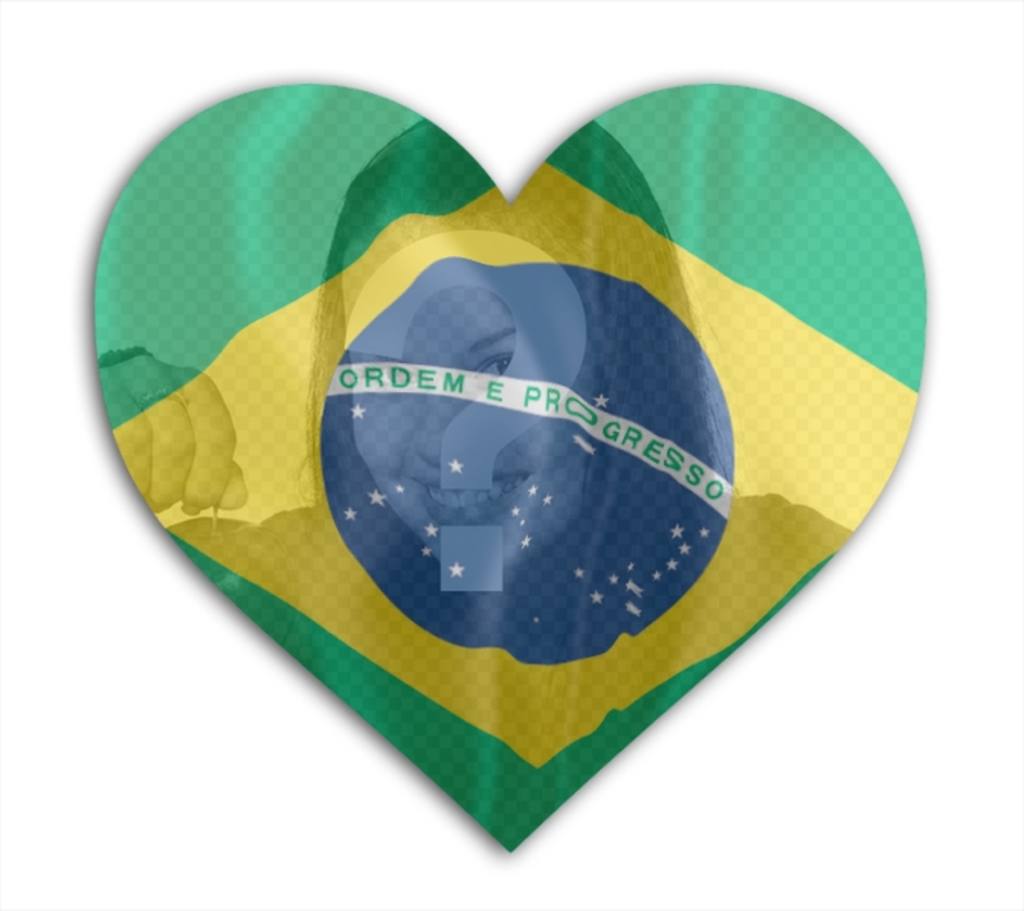 Fotomontage, die brasilianische Flagge in Herzform mit Ihrem Foto im Hintergrund zu..