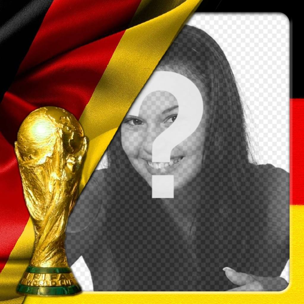 Montage, um Ihr Bild mit Deutschland-Flagge und Weltmeisterschaft gesetzt. Machen Sie eine Fotomontage ..