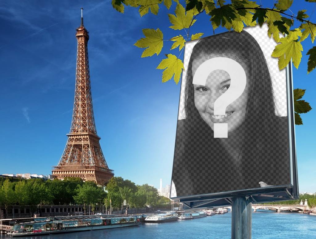 Fotomontage mit der Stadt Paris und den Eiffelturm auf Hintergrund, um Ihr Bild auf einem Plakat setzen. ..