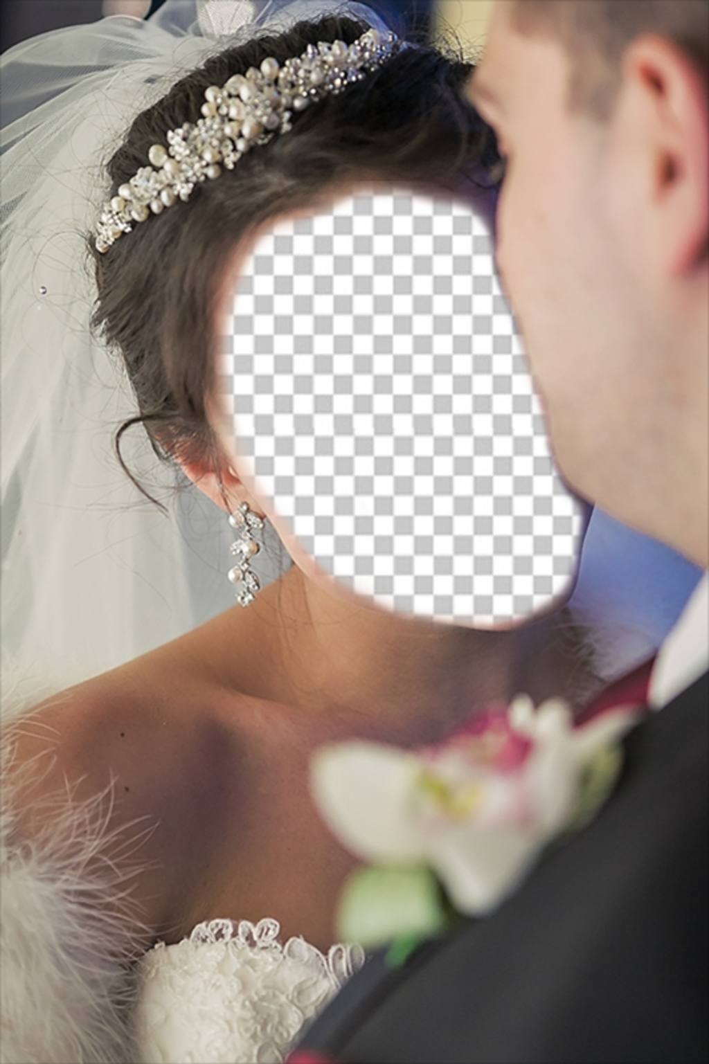 Fotomontage Gesicht der Star der Hochzeit zu werden. ..