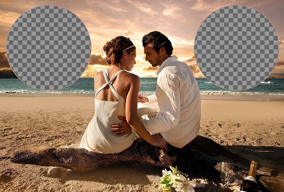 Collage mit einem romantischen Strand Paare feiern ihre letzten Hochzeit. ..