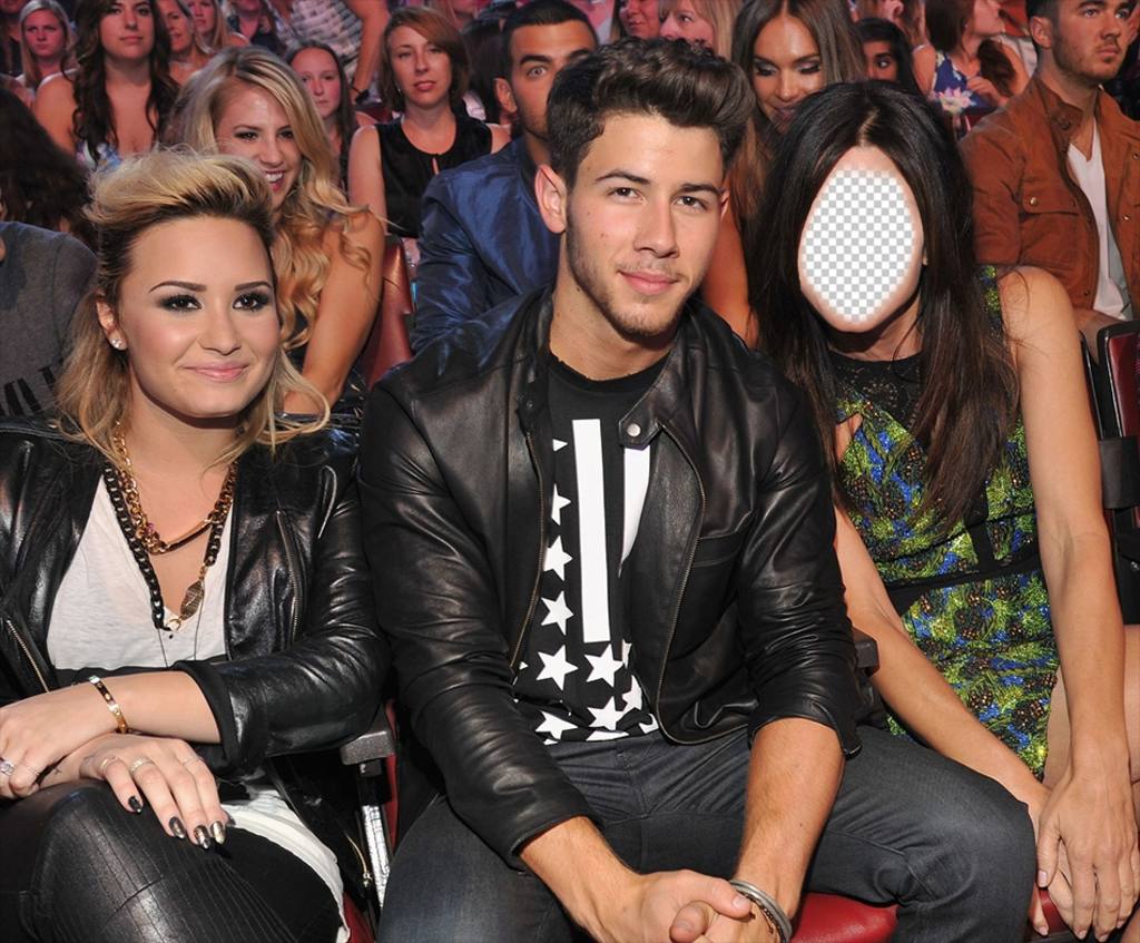 Fotomontage zu posieren mit Joe Jonas und Demi Lovato. Setzen Sie ..