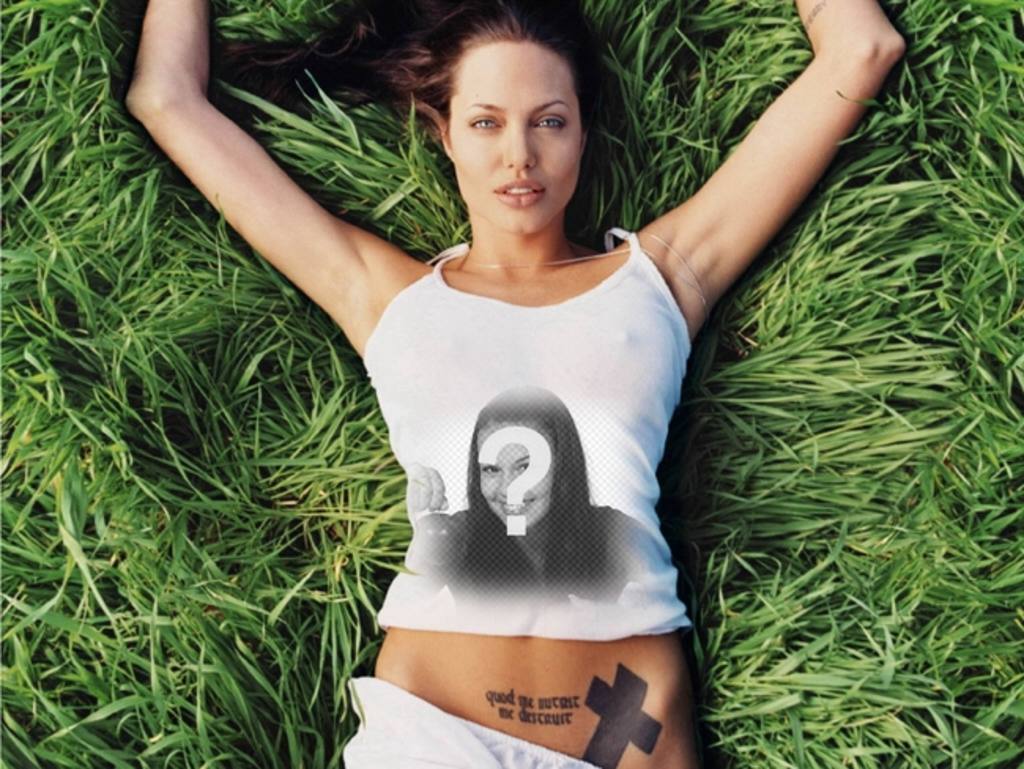 Mit diesem Foto-Effekt gehen Sie in das T-Shirt der sexy Angelina Jolie weiter. ..