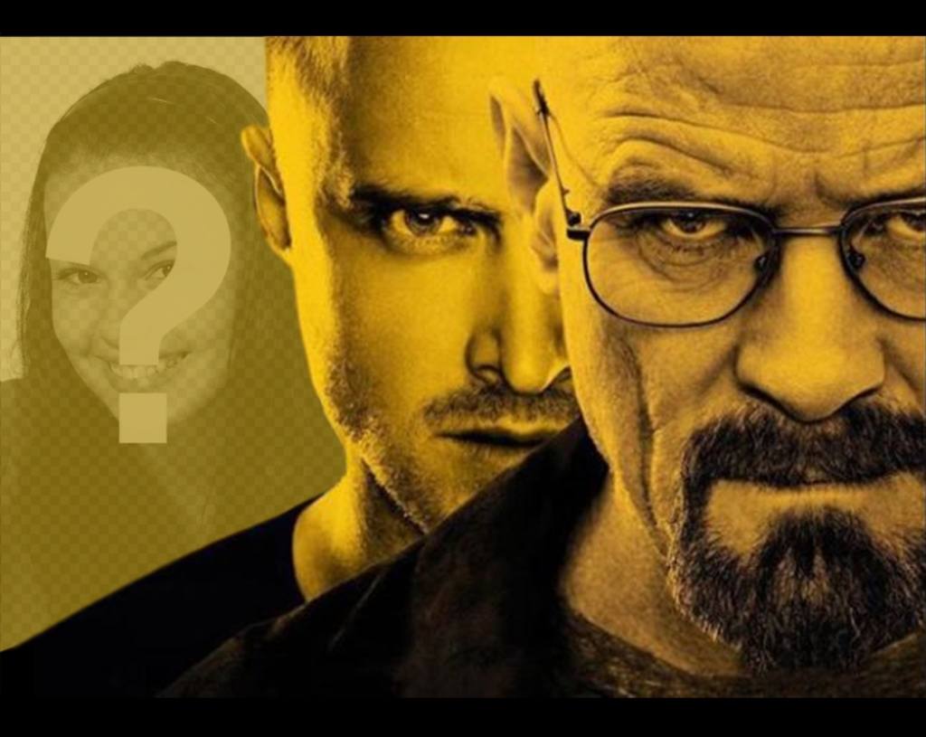 Fügen Sie Ihr Gesicht zu dieser Fotoeffekt der bekannten Serie Breaking Bad Ihr Bild mit den Zeichen Walter White und Jesse Pinkman und ein Filter Laden ..