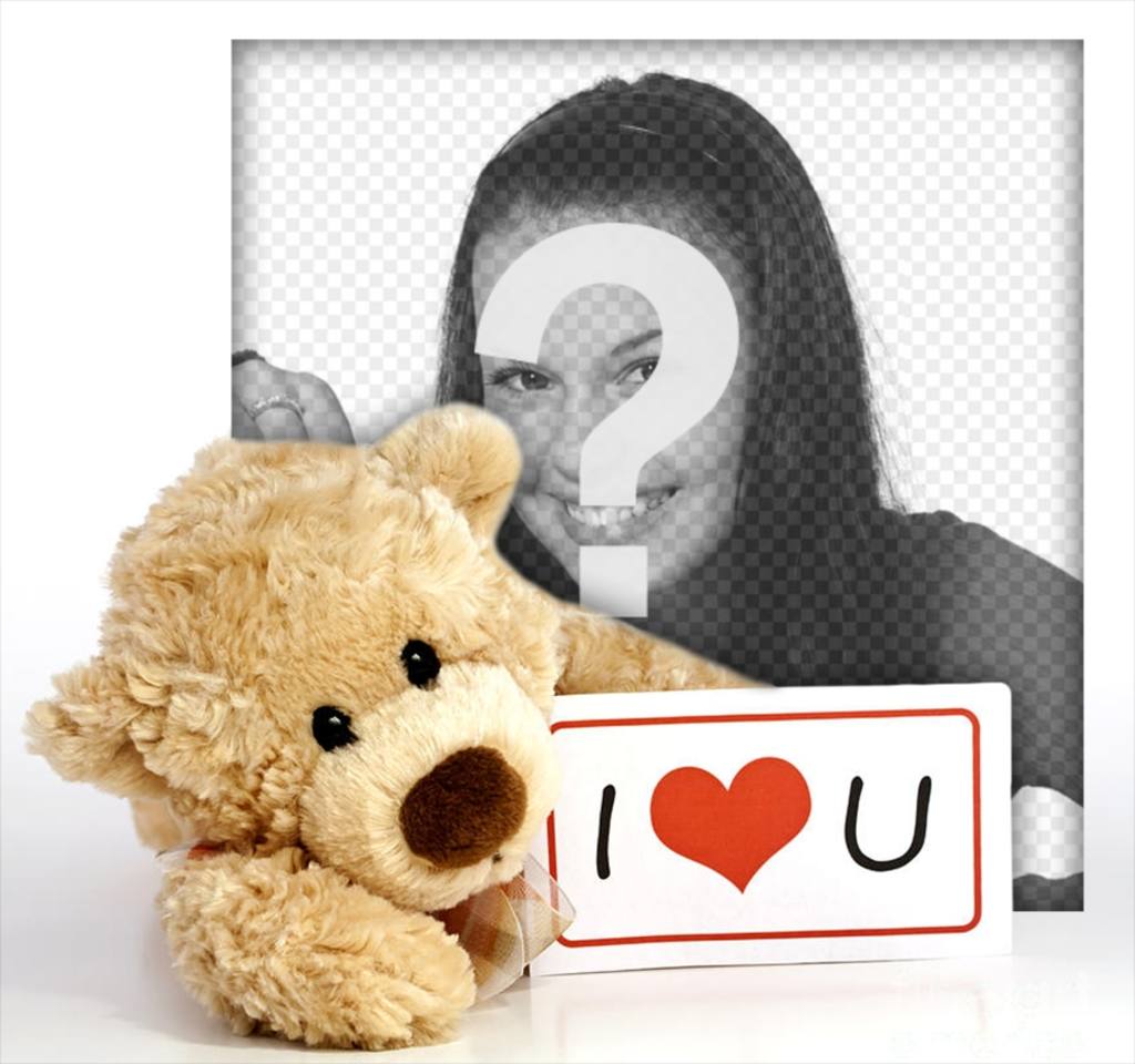 Netter Teddybär mit einem Schild mit der Aufschrift I LOVE YOU ..