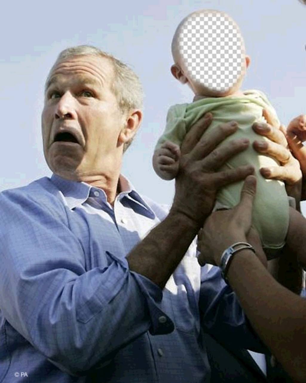 Bearbeiten Sie diesen Spaß Fotomontage mit George Bush und ein Baby ..